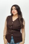 Gold line brown vest_(4)